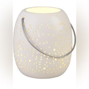 NIB 6" frosted snowflake lantern white  led light shine home decor